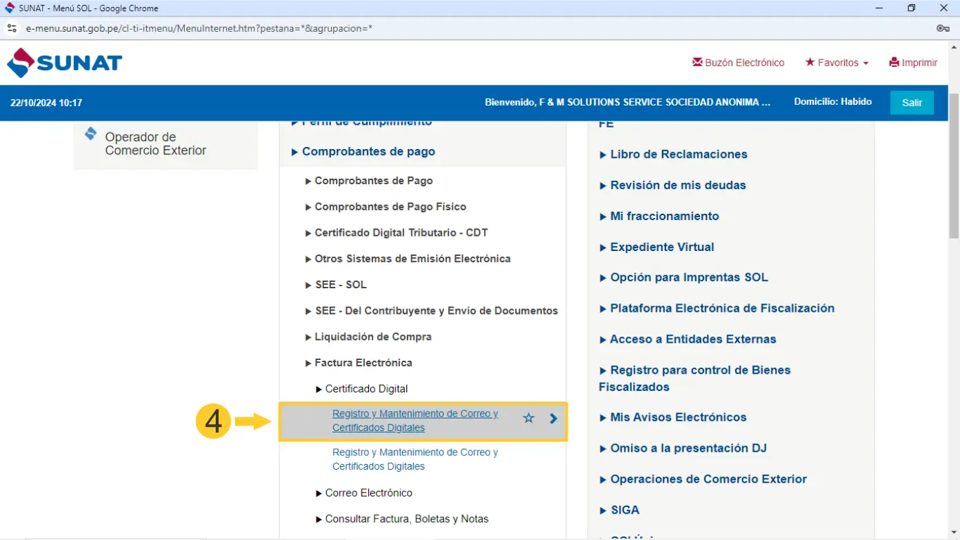 Subir Certificado Digital a SUNAT.